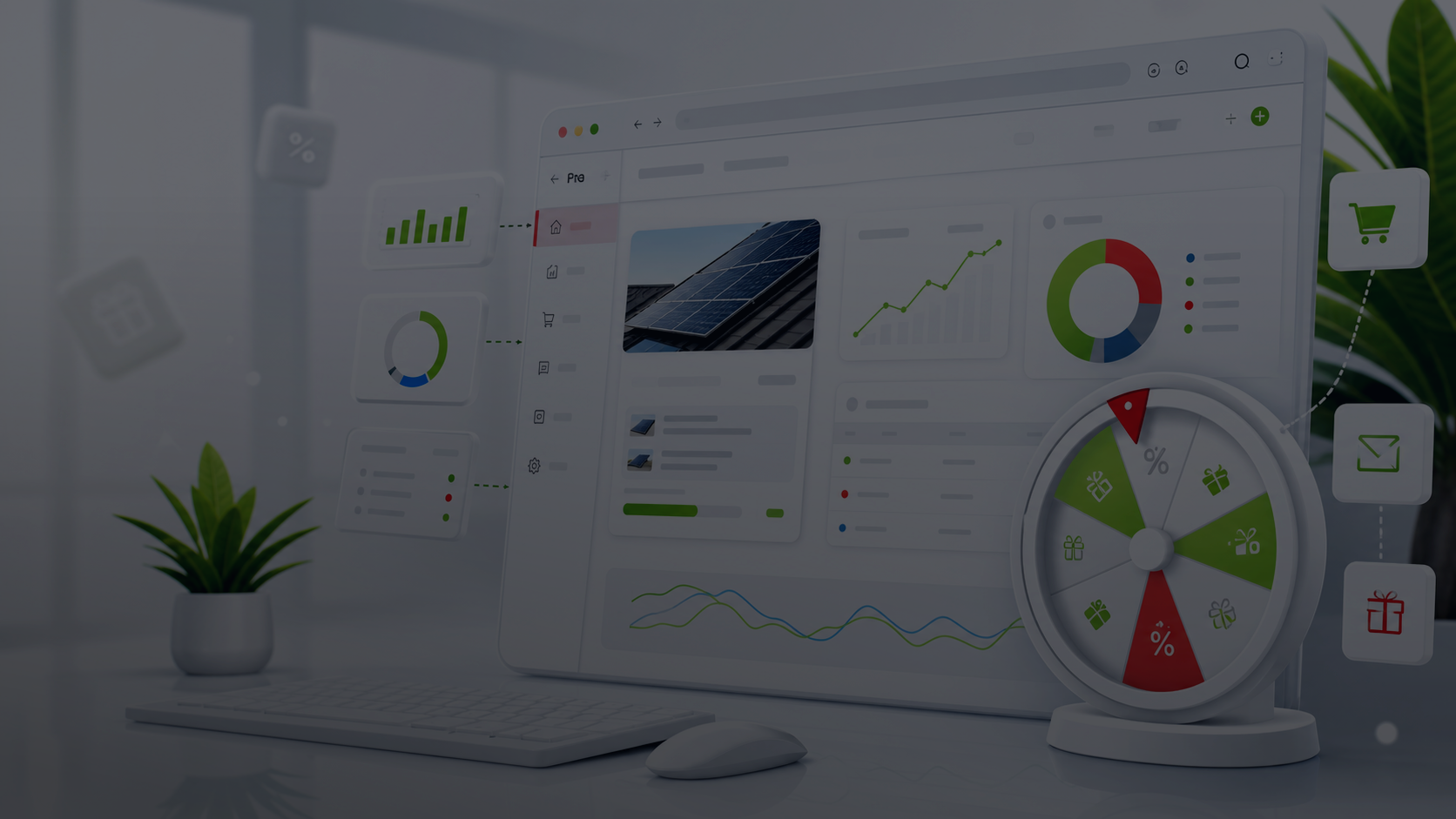 Moderný webový systém s marketingovým widgetom a analytikou